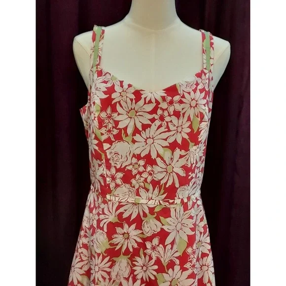 Talbots Dress Size 8 Flora  Fit Flare Sleeveless Pink Pleated Pockets EUC Easter - Picture 2 of 6